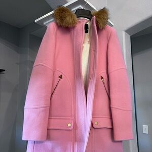 J. Crew Wool Italian Chateau Parka in Stadium Cloth sz 2 in light pink